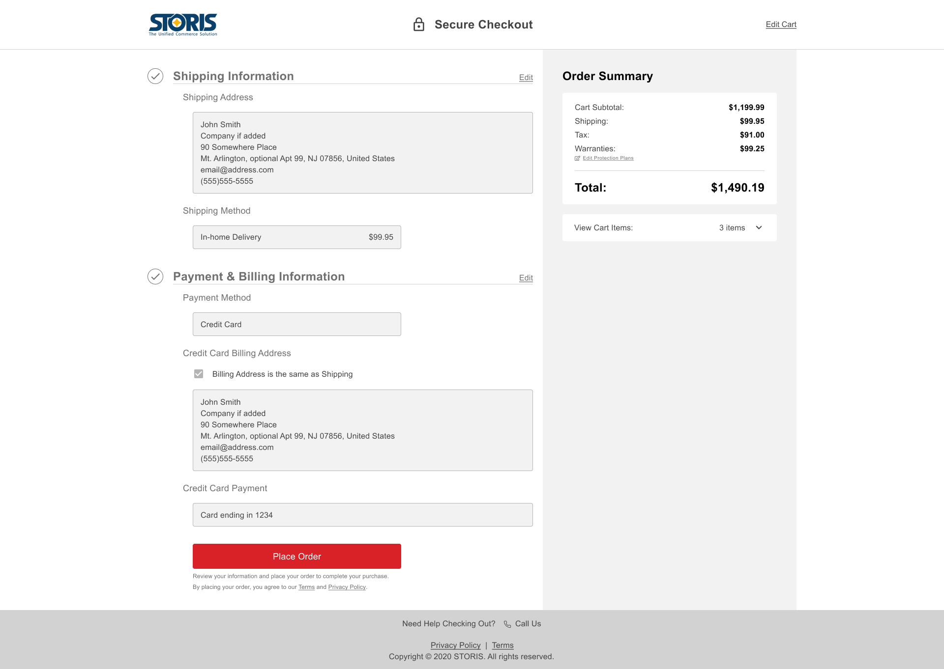 Enhanced checkout: saved user place order final step