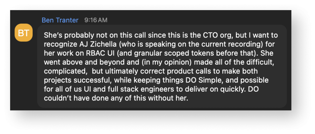 Peer feedback comment on predefined roles work